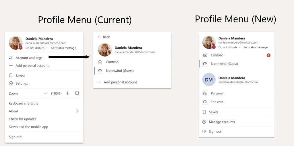 Microsoft Teams Profile menu updates in Desktop client