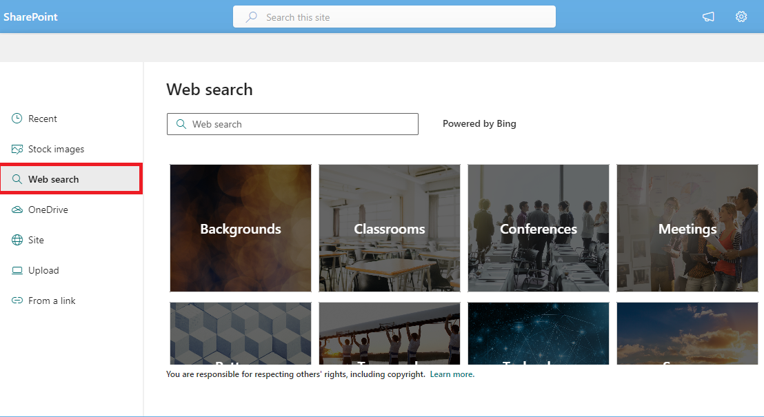 Hide/Disable Web search external images in SharePoint Online